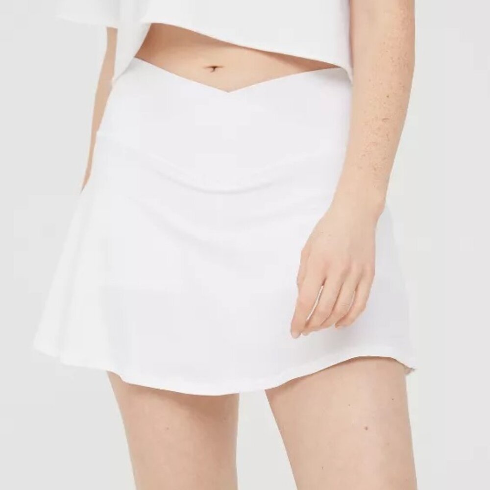 Aerie Offline Crossover Waist Tennis Skort | White | Size L